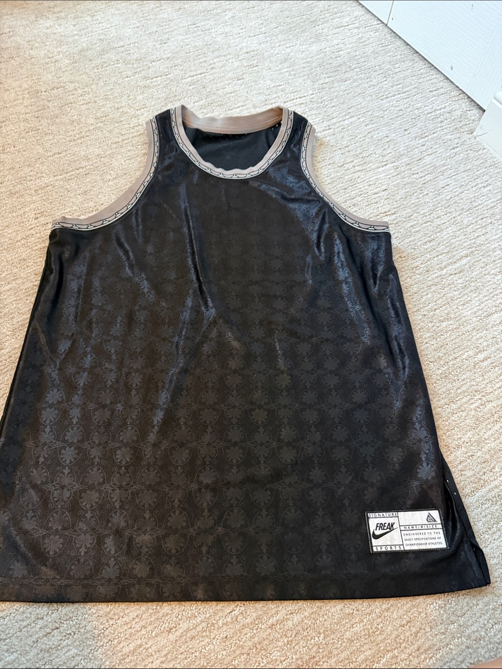 Nike Black Athletic Tank Top with Tan Trim “Freak”